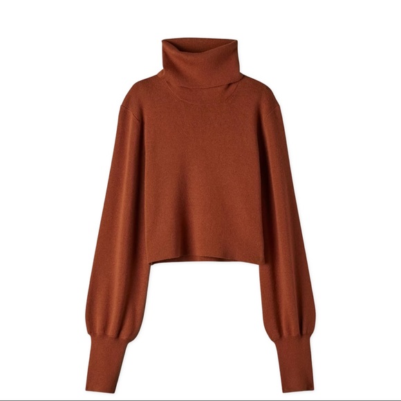 Aritzia Sweaters - Aritzia Wilfred Rebecca Cropped Turtleneck Sweater Merino Wool in Rustwood